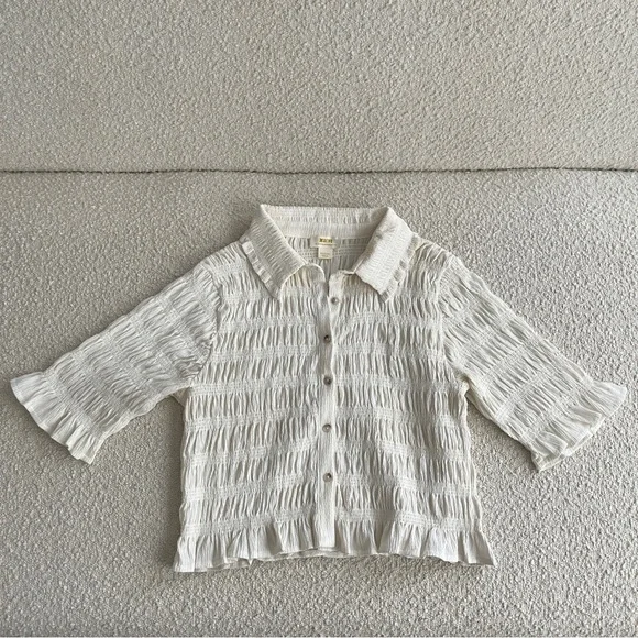 Maeve Smocked Button-Front Top - Picture 3 of 5